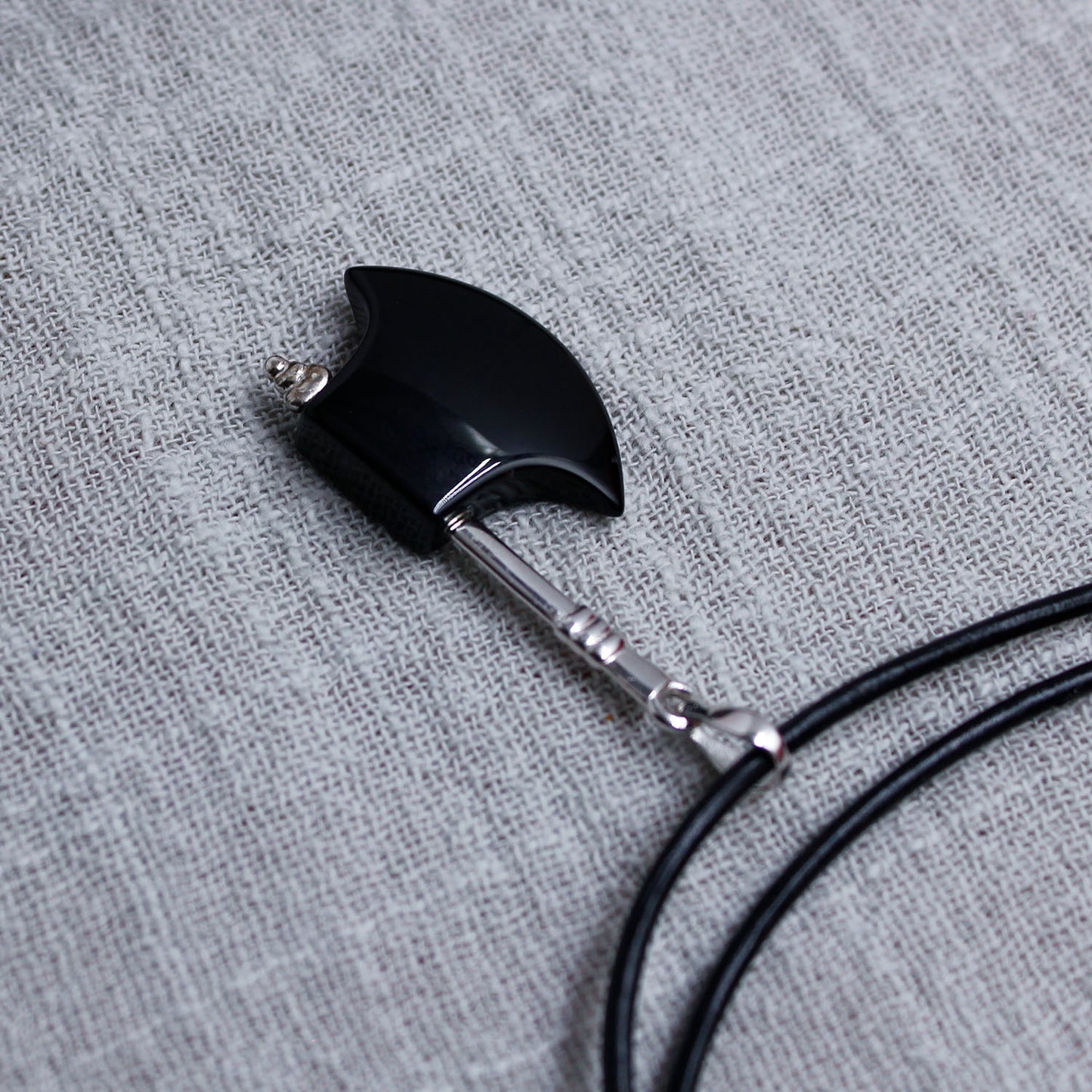 Black Onyx Axe Pendant Necklace – Strength & Fortune