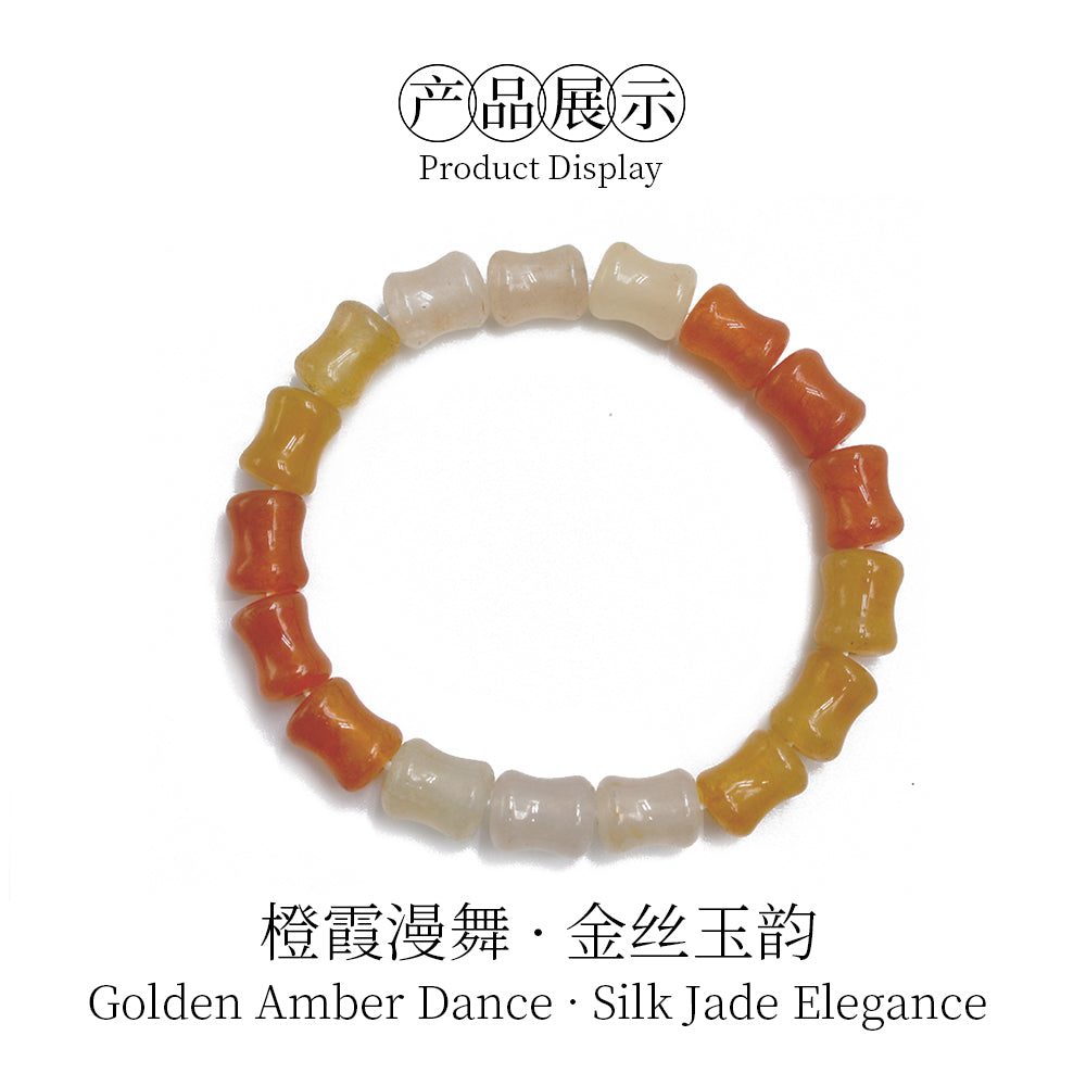 Golden silk jade tricolor bamboo knot bracelet