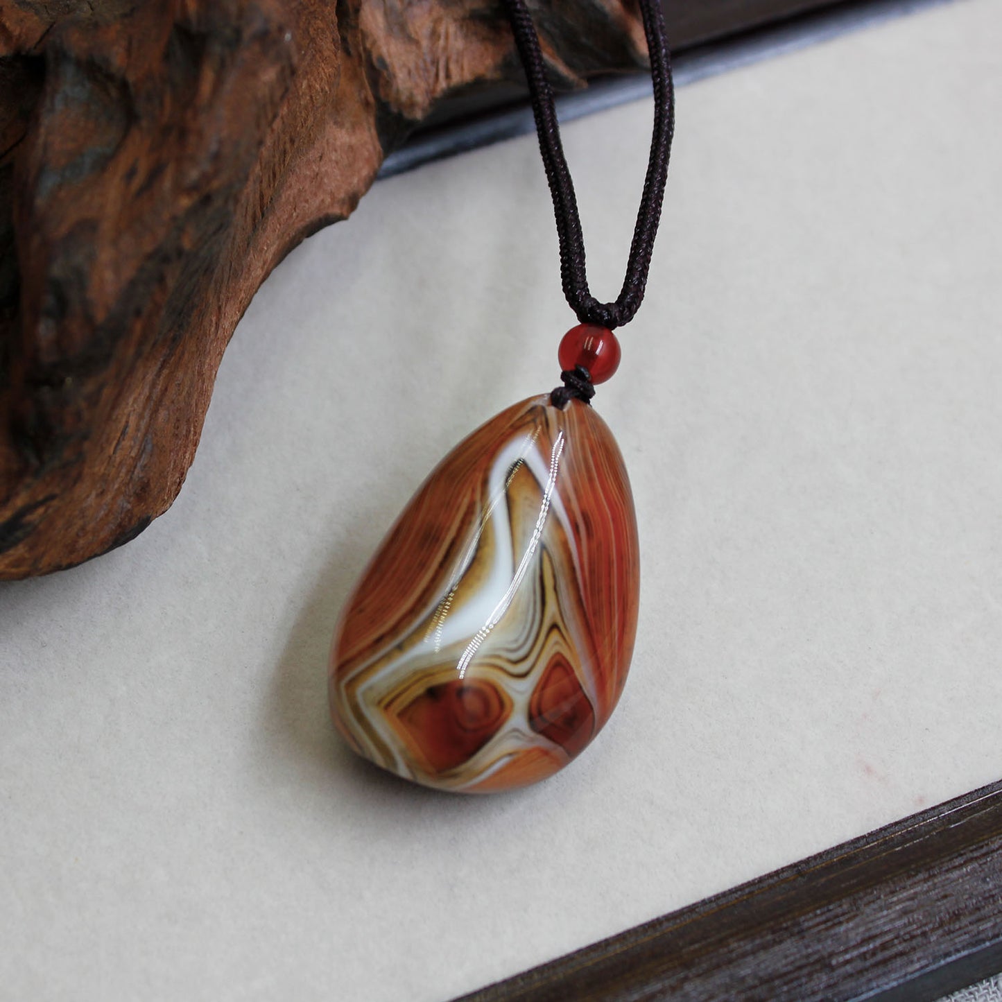 Natural Red Agate Swirl Pendant – Ignite Passion & Creativity
