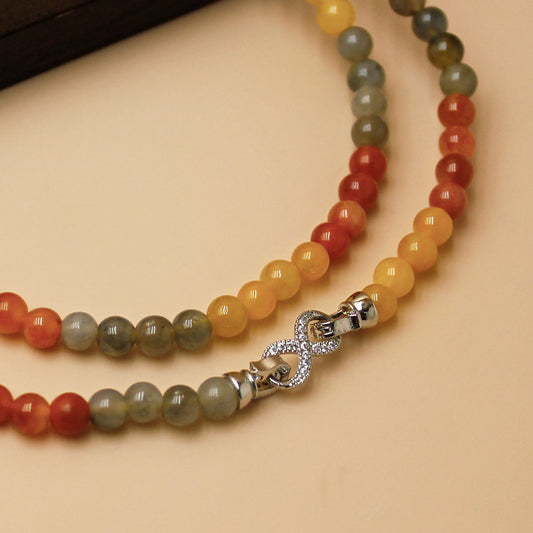 Jinsiyu Jade Tricolor Delicate Bead Necklace – Taoist Five Elements Balance & Energy Jewelry
