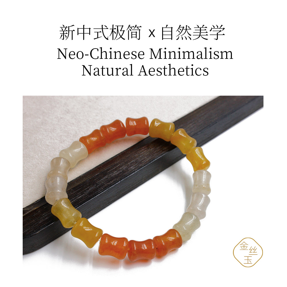 Golden silk jade tricolor bamboo knot bracelet