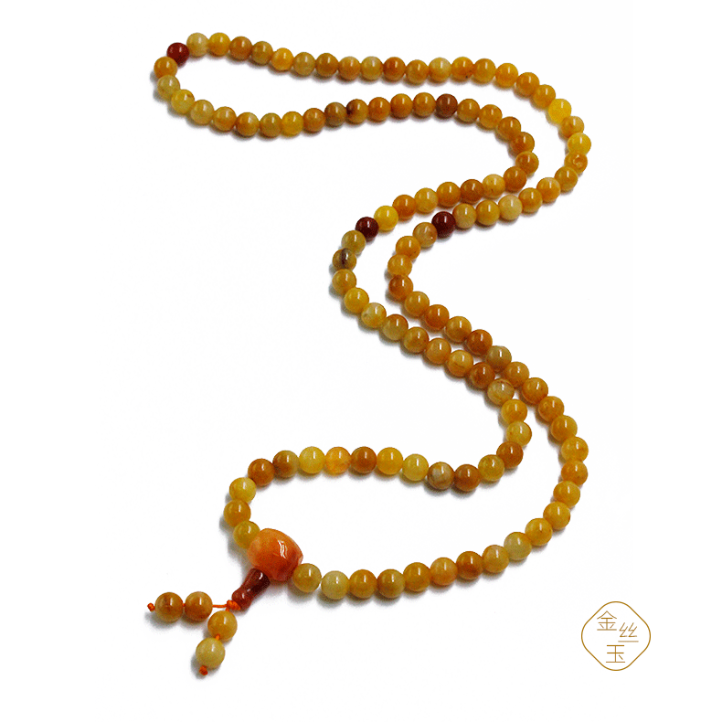 Golden Jade Large Chicken Oil Yellow Handstring Necklace