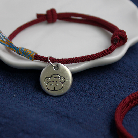 Chinese Zodiac Monkey Silver Charm Bracelet