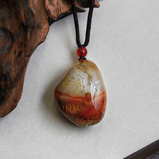 Natural Red Agate Swirl Pendant – Ignite Passion & Creativity
