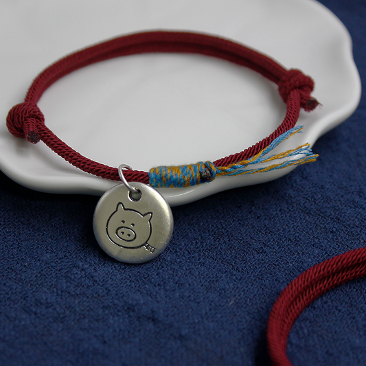 Chinese Zodiac Pig Sterling Silver Charm Bracelet