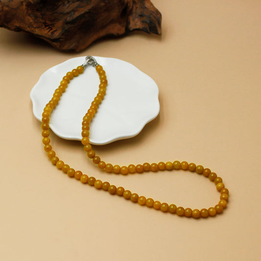 Natural Yellow Jinsiyu Jade Necklace – Earth Element Energy for Calm & Stability