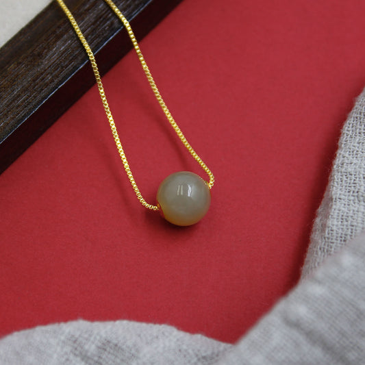 Natural Clear Green Chalcedony “Smooth Path” Bead Necklace – Prosperity & Good Fortune