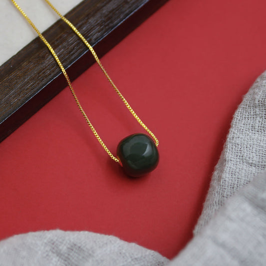 Hetian Jade Fortune Bead Necklace – Luck, Prosperity & Focus