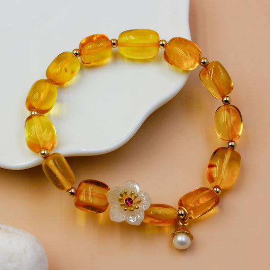 Amber & White Magnolia Bracelet