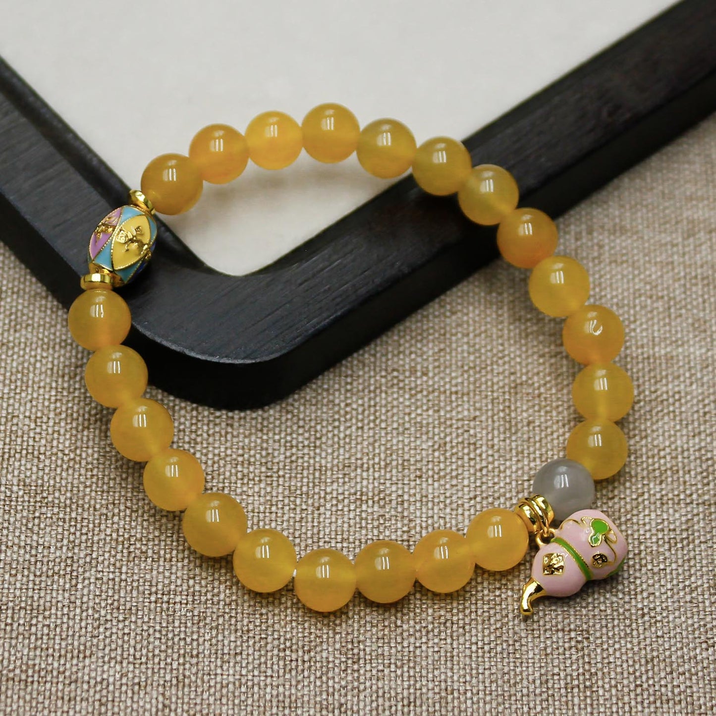 Jinsiyu Jade Gourd Charm Bracelet – Natural Multicolor Taoist Five Elements Jewelry for Wealth, Health & Good Fortune