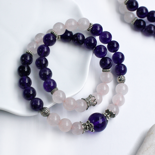 Amethyst & Rose Quartz Prosperity Bracelet