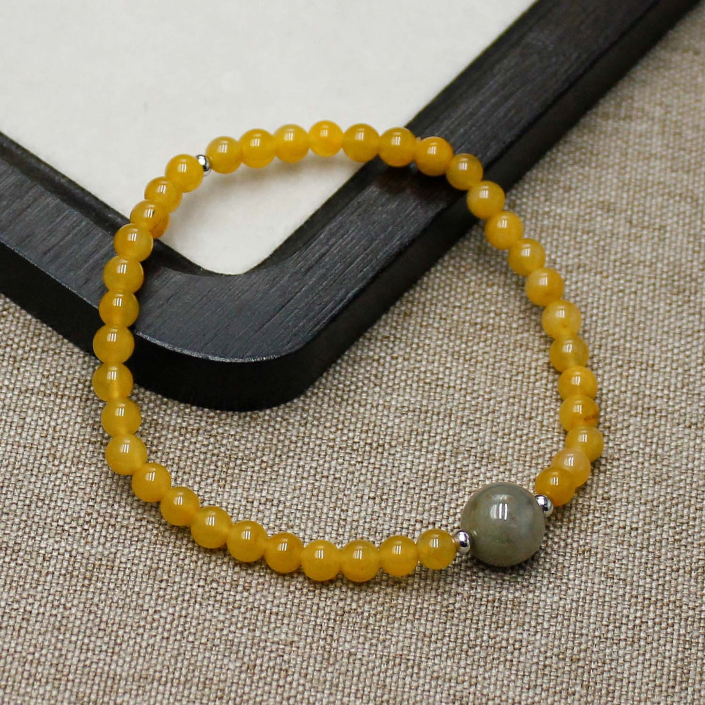 Xinjiang Jinsiyu Jade Double Chain Bracelet – Natural Yellow & Gray Beads for Wealth and Balance