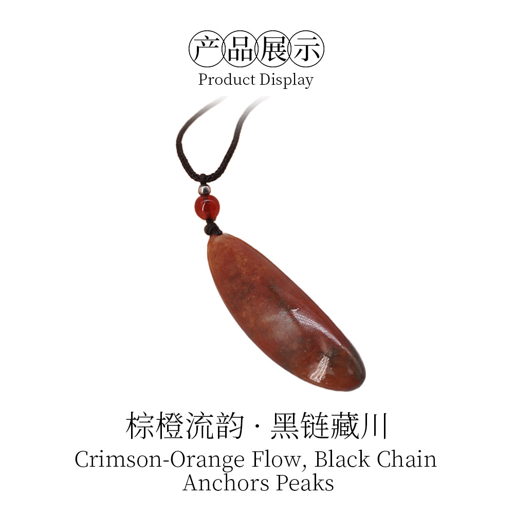 Gold jade ash red raw stone pendant