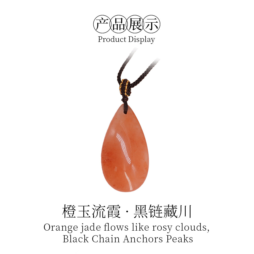 Gold jade water drop original stone pendant