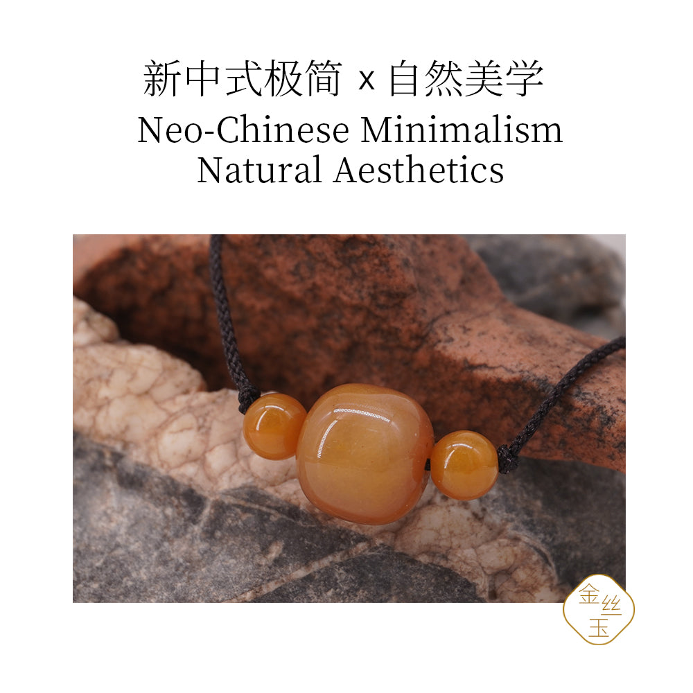 Golden jade yellow transport clavicle chain