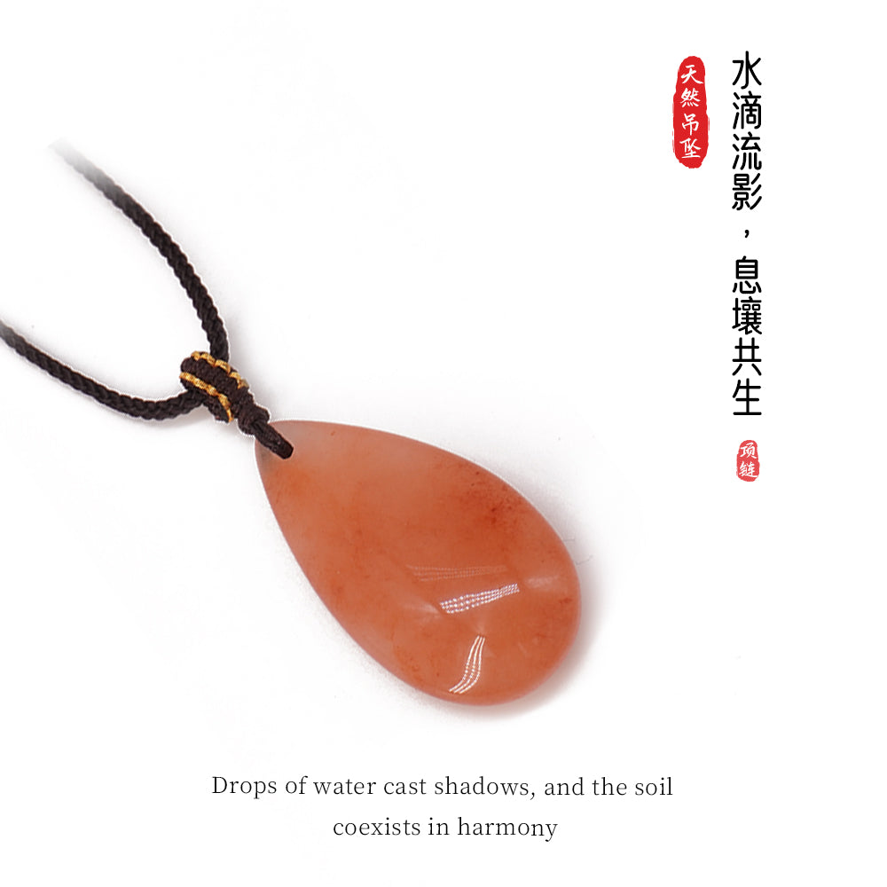 Gold jade water drop original stone pendant