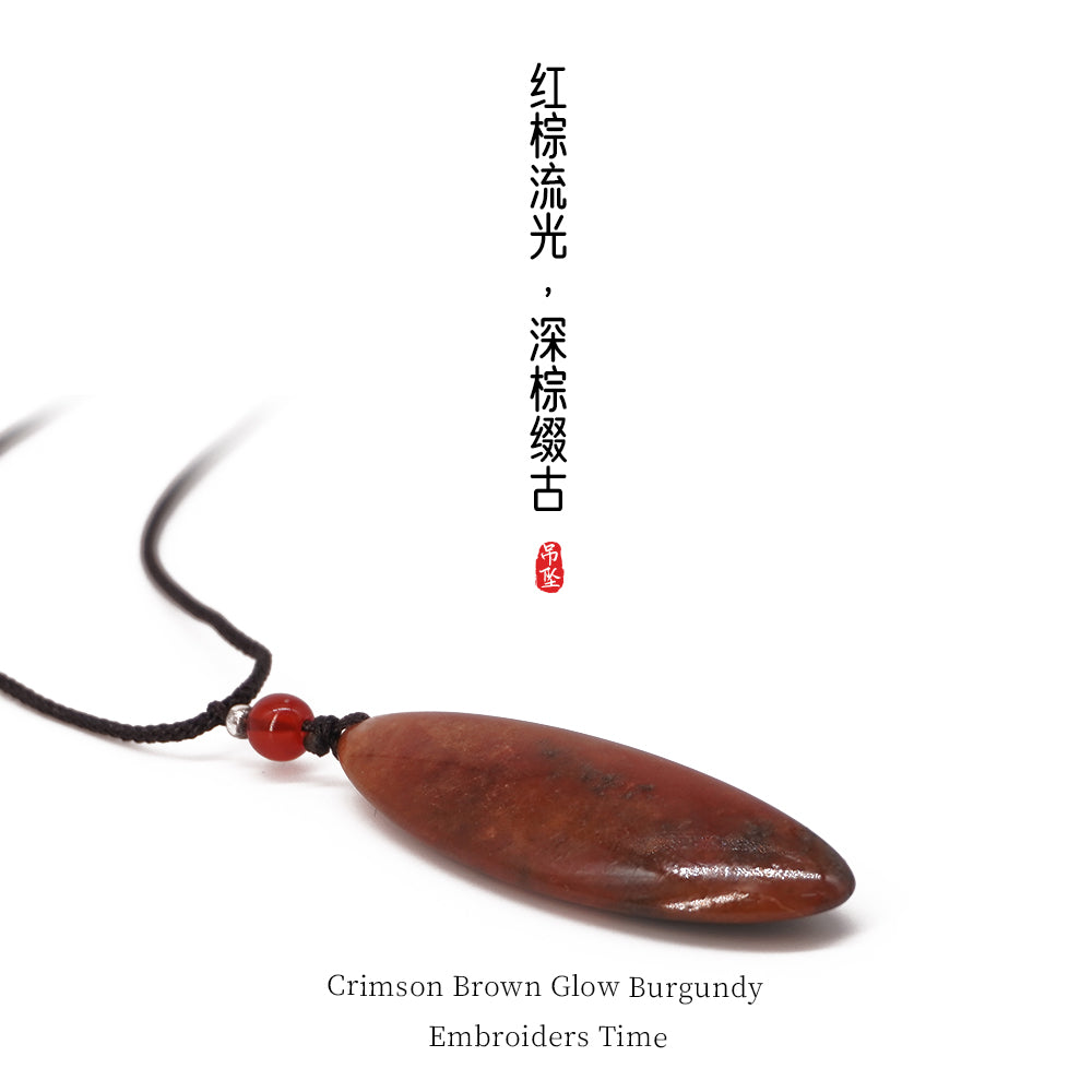 Gold jade ash red raw stone pendant