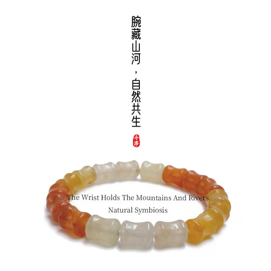 Golden silk jade tricolor bamboo knot bracelet