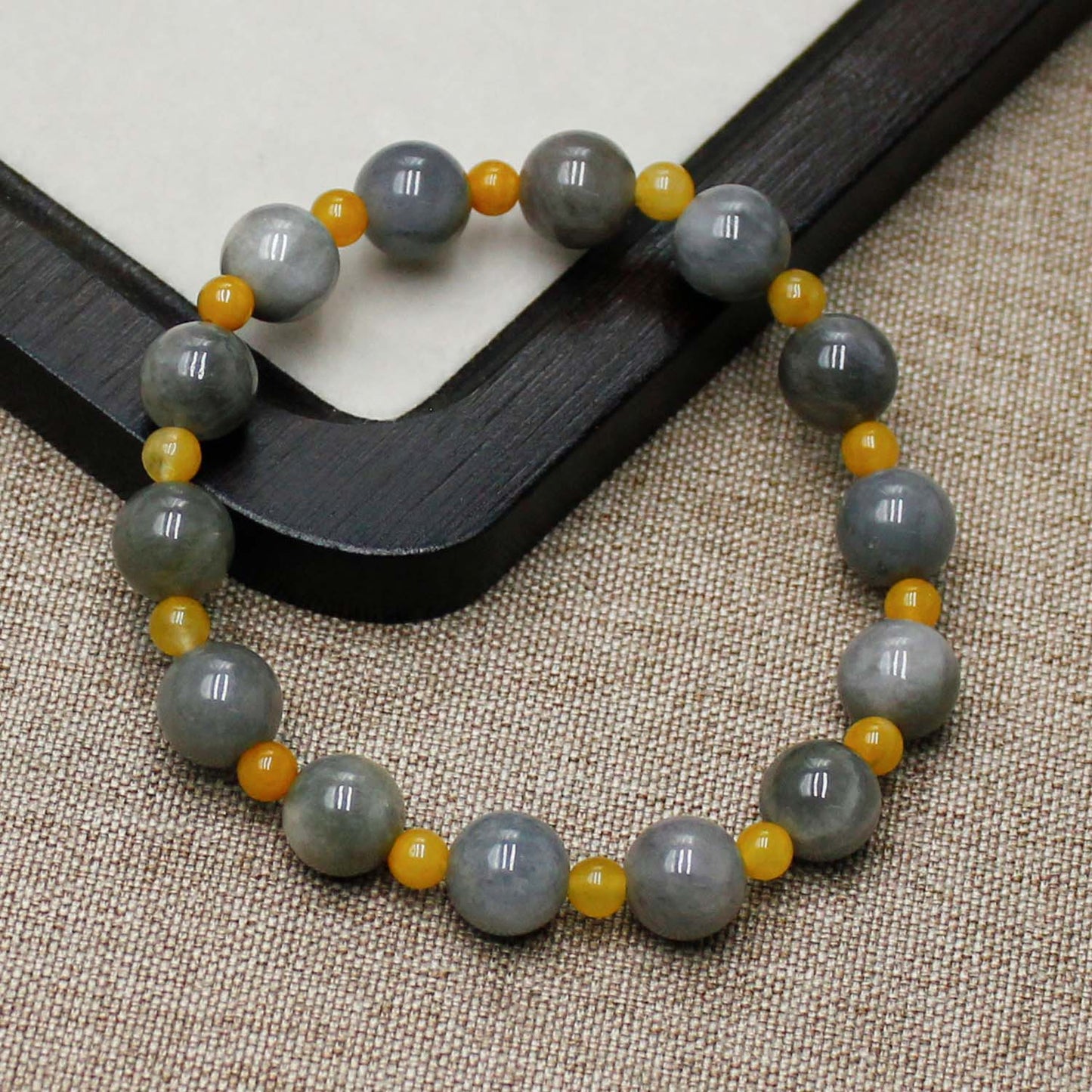 Xinjiang Jinsiyu Jade Double Chain Bracelet – Natural Yellow & Gray Beads for Wealth and Balance