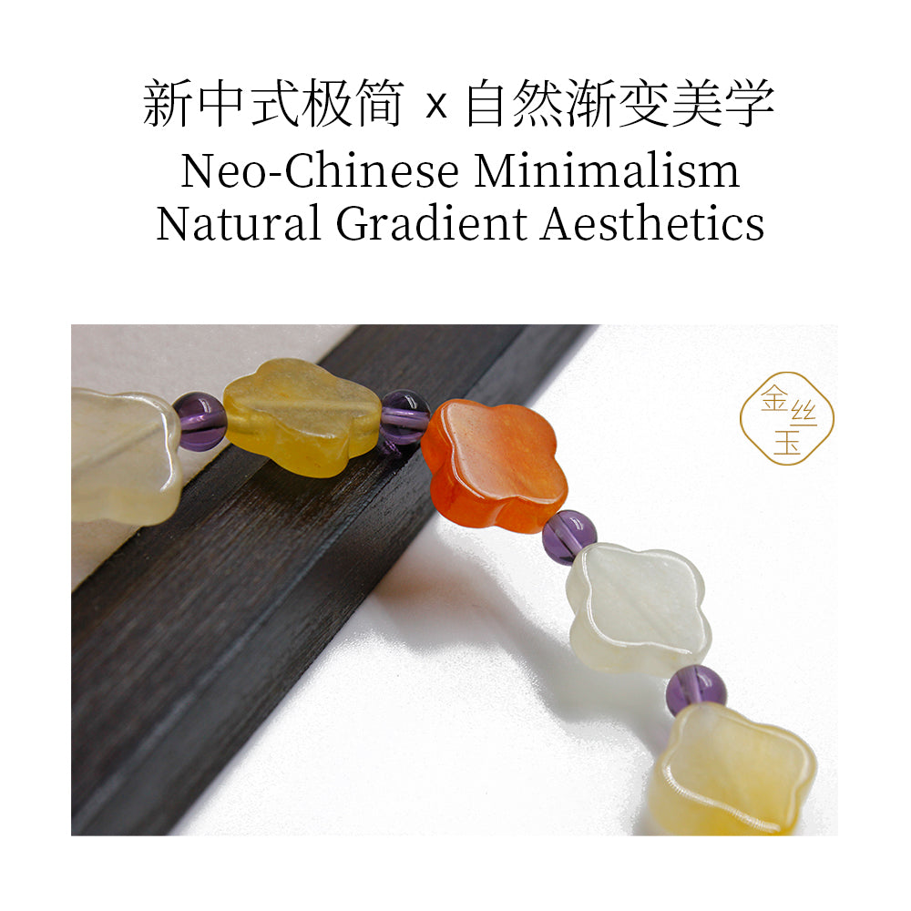 Golden silk jade clover bracelet